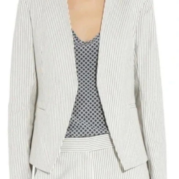 Theory Pinstripe Open Front Lanai Canvas Blazer - Picture 9 of 9